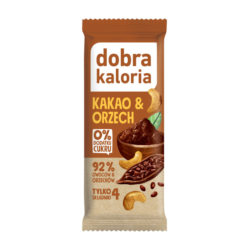 BATON DAKTYLOWY KAKAO & ORZECH BEZ DODATKU CUKRÓW 35 g - DOBRA KALORIA