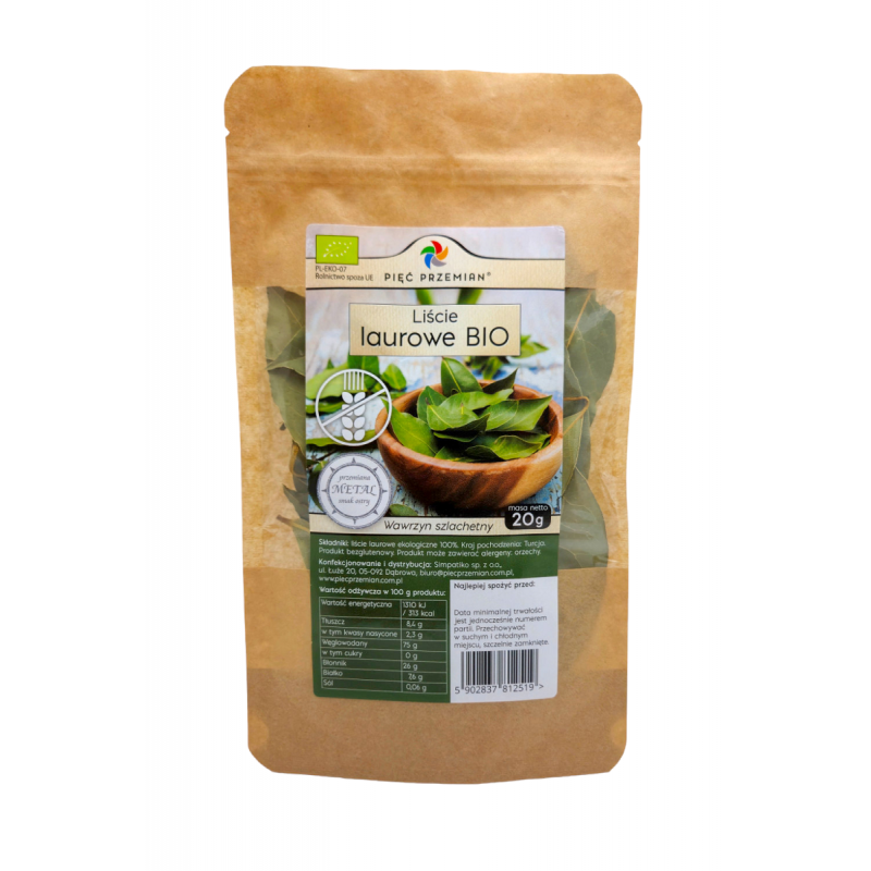 LIŚĆ LAUROWY BEZGLUTENOWY BIO 20 g - PIĘĆ PRZEMIAN