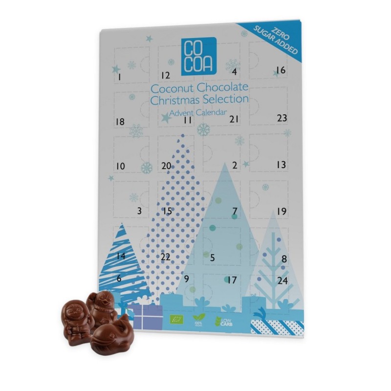 KALENDARZ ADWENTOWY Z CZEKOLADY KOKOSOWEJ BEZ DODATKU CUKRÓW BIO 180 g - COCOA (PRODUKT SEZONOWY)