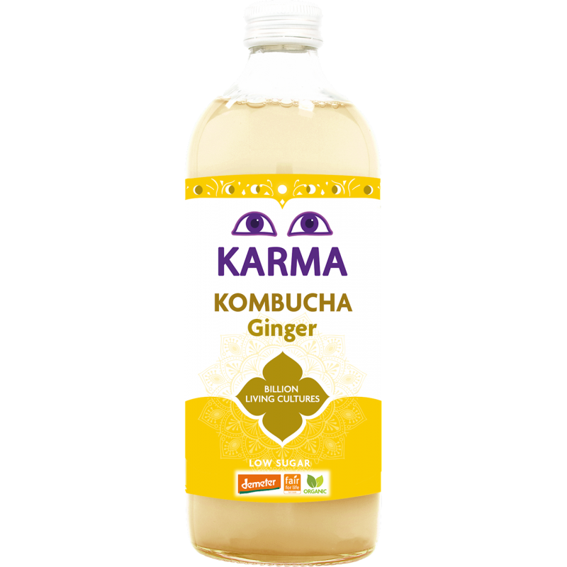 KOMBUCHA Z IMBIREM NISKA ZAWARTOŚĆ CUKRÓW FAIR FOR LIFE DEMETER BIO 1 L - KARMA KOMBUCHA