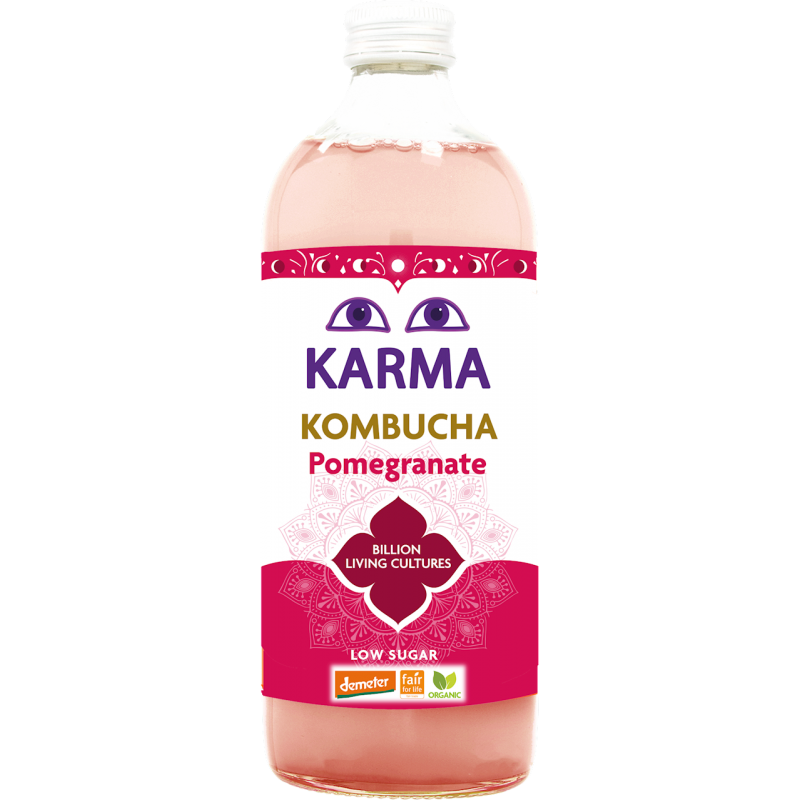 KOMBUCHA Z GRANATEM NISKA ZAWARTOŚĆ CUKRÓW FAIR FOR LIFE DEMETER BIO 1 L - KARMA KOMBUCHA