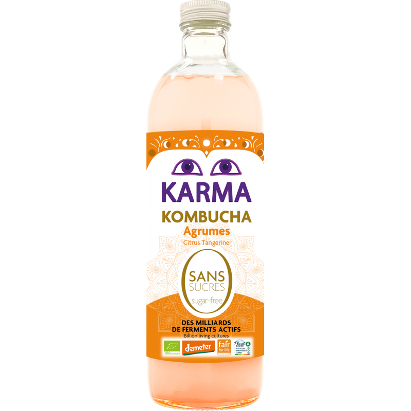 KOMBUCHA Z CYTRUSAMI BEZ CUKRU FAIR FOR LIFE DEMETER BIO 750 ml - KARMA KOMBUCHA