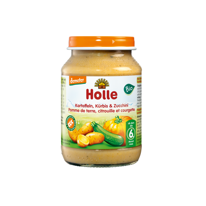 DYNIA - CUKINIA - ZIEMNIAK BEZ DODATKU CUKRÓW BEZGLUTENOWE OD 6 MIESIĄCA DEMETER BIO 190 g (SŁOIK) - HOLLE