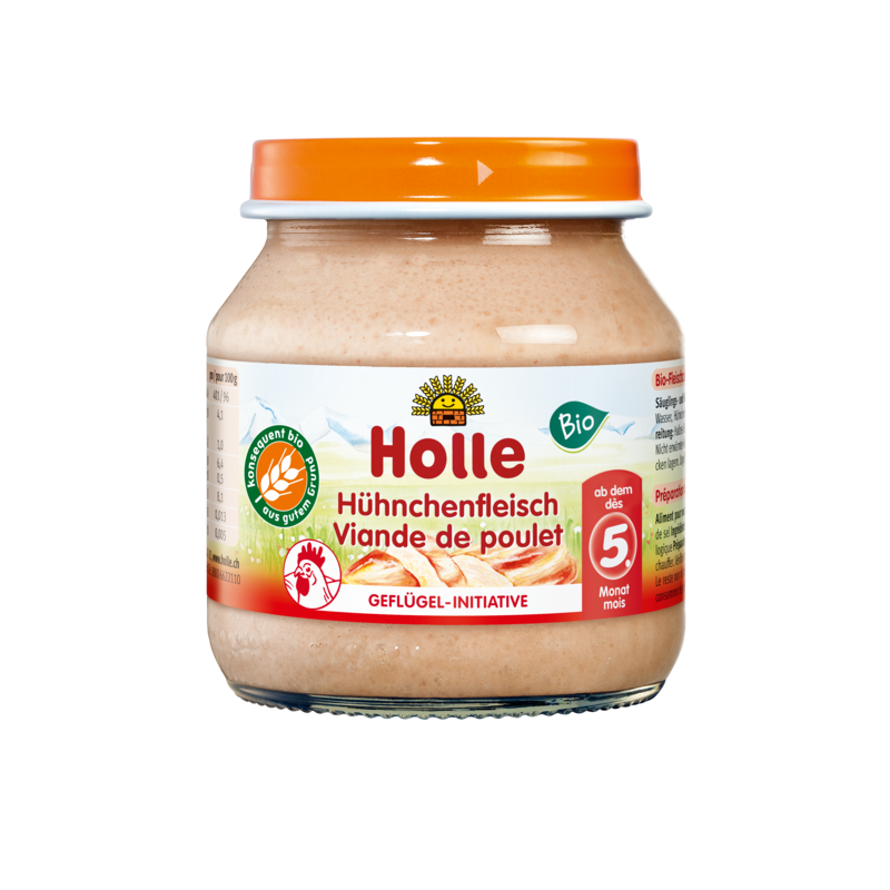 MIĘSO KURCZAKA BEZ DODATKU CUKRÓW BEZGLUTENOWE OD 5 MIESIĄCA BIO 125 g (SŁOIK) - HOLLE