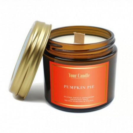 ŚWIECA SOJOWA ZAPACHOWA Z DREWNIANYM KNOTEM PUMPKIN PIE 120 ml - YOUR CANDLE (PRODUKT SEZONOWY)