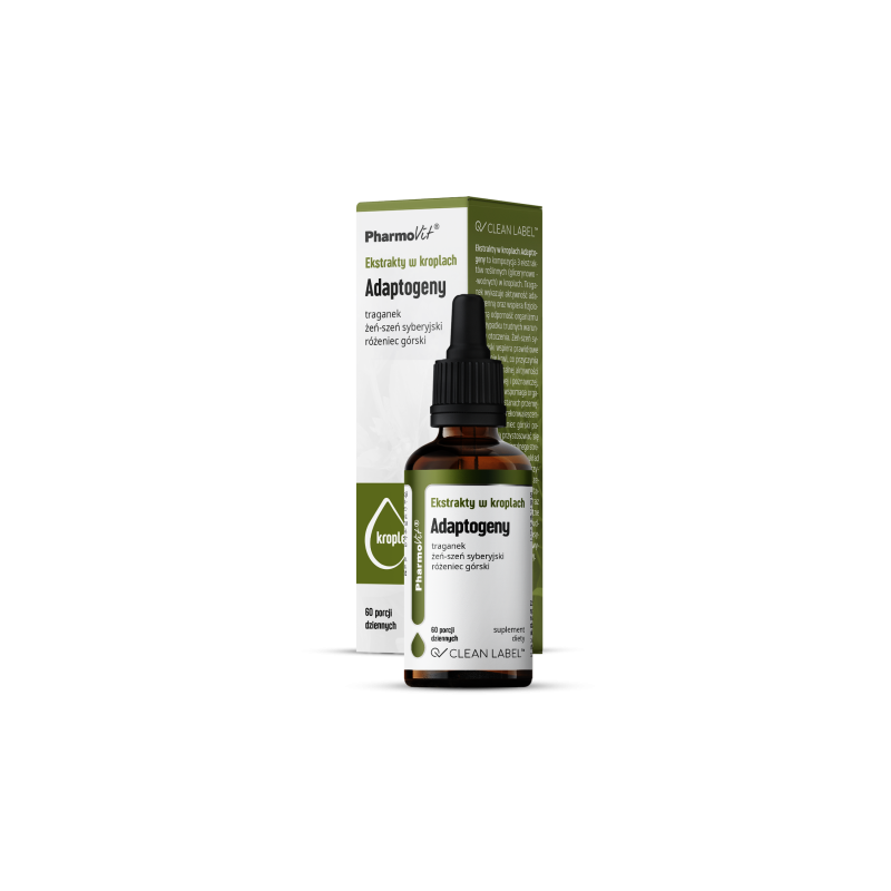 EKSTRAKTY W KROPLACH ADAPTOGENY BEZGLUTENOWE 30 ml - PHARMOVIT (CLEAN LABEL)