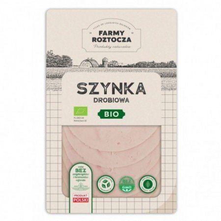 SZYNKA DROBIOWA PLASTRY BIO 100 g - FARMY  ROZTOCZA (NA ZAMÓWIENIE)