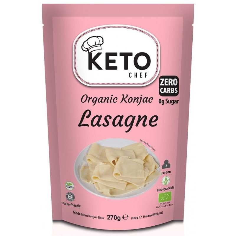 MAKARON (KONJAC) TYPU NOODLE LASAGNE BEZGLUTENOWY BIO 270 g (200 g) - KETO CHEF (BETTER THAN FOODS)