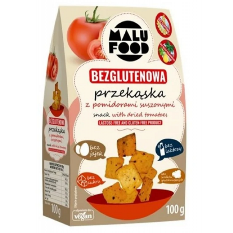 PRZEKĄSKA Z SUSZONYMI POMIDORAMI BEZ CUKRU BEZGLUTENOWA 100 g - MALU FOOD