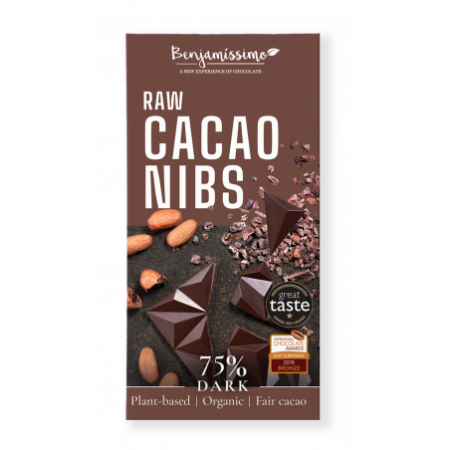CZEKOLADA GORZKA Z ZIARNAMI KAKAOWCA BEZGLUTENOWA BIO 60 g - BENJAMISSIMO