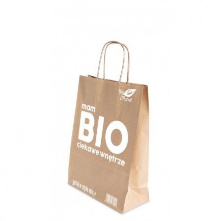 TORBA NA ZAKUPY (PAPIEROWA DUŻA) Z LOGO BIO PLANET (31 cm x 12 cm x 41 cm)