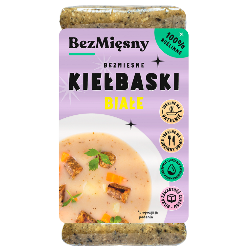 KIEŁBASKI BIAŁE ROŚLINNE 180 g - BEZMIĘSNY