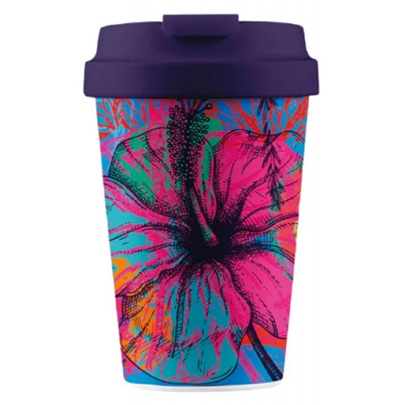 KUBEK PODRÓŻNY Z TWORZYWA PLA KOLOROWY OGRÓD 350 ml - CHIC-MIC