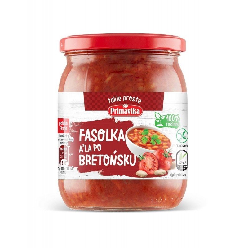 FASOLKA A'LA PO BRETOŃSKU BEZGLUTENOWA 480 g - PRIMAVIKA