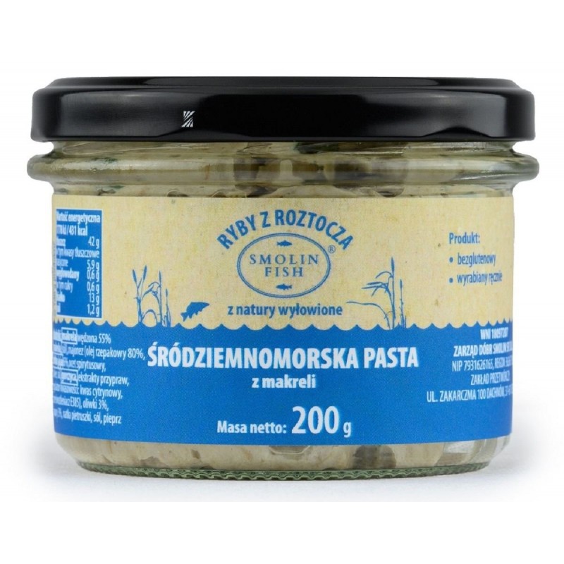 PASTA Z MAKRELI WĘDZONEJ ŚRÓDZIEMNOMORSKA BEZGLUTENOWA (około 1,00 kg) - SMOLIN FISH (NA ZAMÓWIENIE)