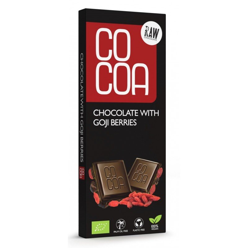 CZEKOLADA SUROWA Z JAGODAMI GOJI BIO 40 g - COCOA