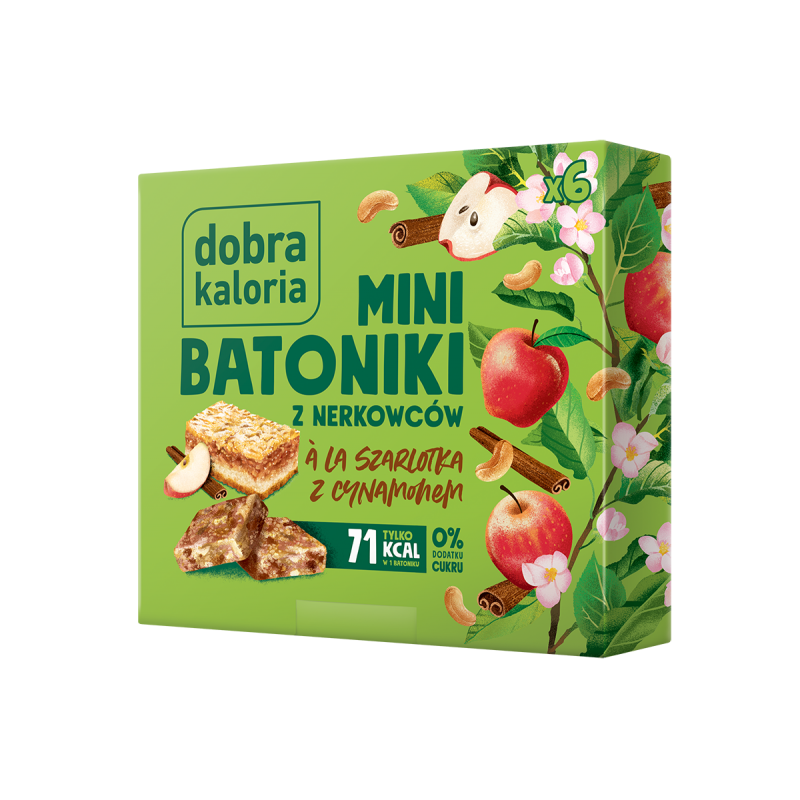BATONIKI MINI Z NERKOWCÓW A'LA SZARLOTKA Z CYNAMONEM (6 x 17 g) 102 g - DOBRA KALORIA