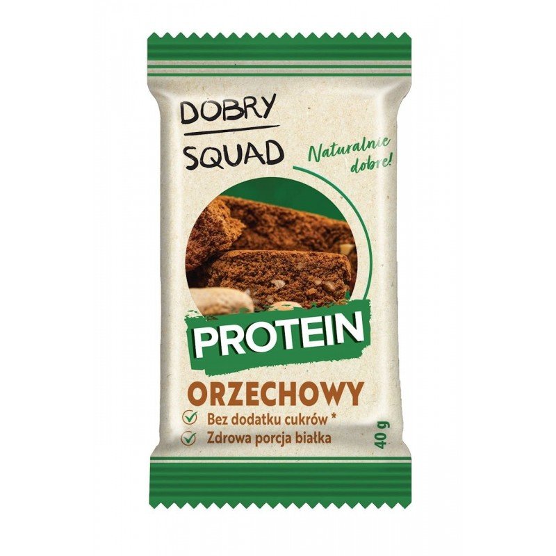 CIASTKO PROTEINOWE ORZECHOWE BEZ DODATKU CUKRU BEZGLUTENOWE 40 g - DOBRY SQUAD