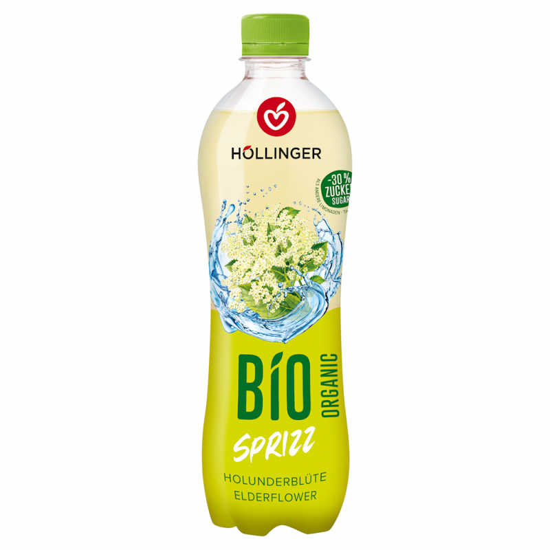 NAPÓJ GAZOWANY O SMAKU KWIATÓW CZARNEGO BZU 30 % MNIEJ CUKRU BIO 500 ml - HOLLINGER