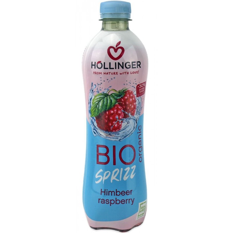 NAPÓJ GAZOWANY MALINOWY 30 % MNIEJ CUKRU BIO 500 ml - HOLLINGER