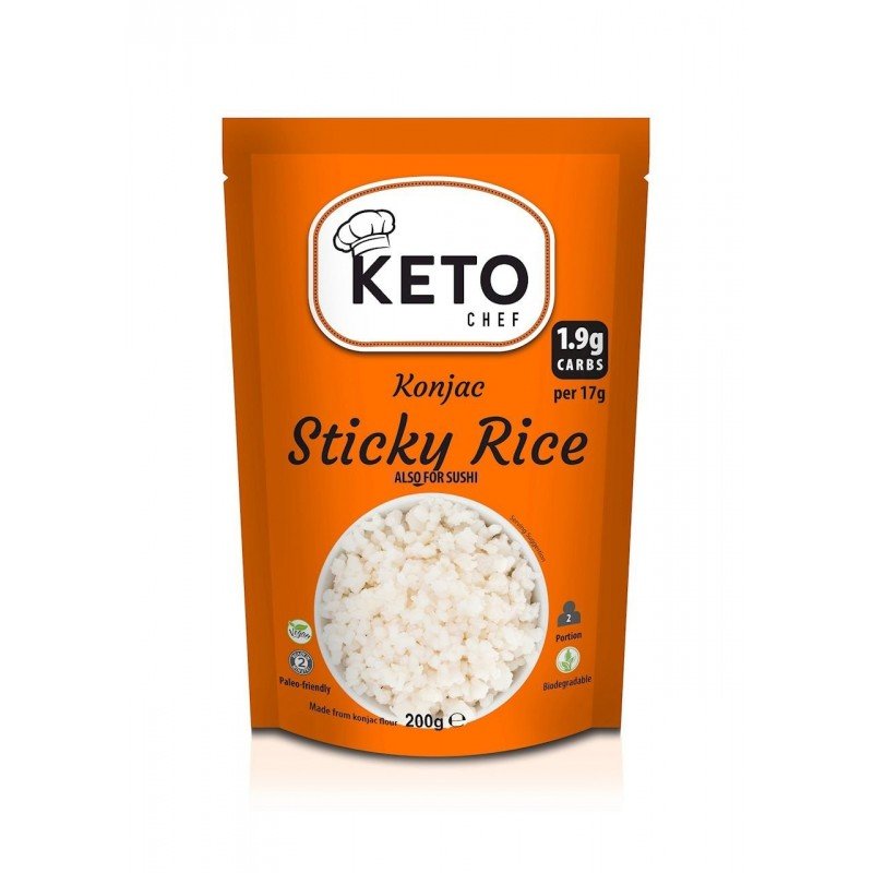 MAKARON KONJAC W KSZTAŁCIE RYŻU (STICKY RICE) DO SUSHI BEZGLUTENOWY 200 g - KETO CHEF (BETTER THAN FOODS)