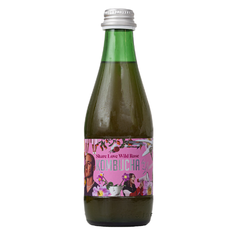 KOMBUCHA Z SOKIEM Z DZIKIEJ RÓŻY (SHARE LOVE WILD ROSE) BIO 330 ml - KOMBUCHA BY LAURENT