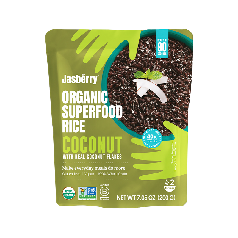 RYŻ EXPRESS JASBERRY RAZOWY Z PŁATKAMI KOKOSOWYMI BEZGLUTENOWY BIO 200 g - JASBERRY RICE (CALORIE WATCHERS)