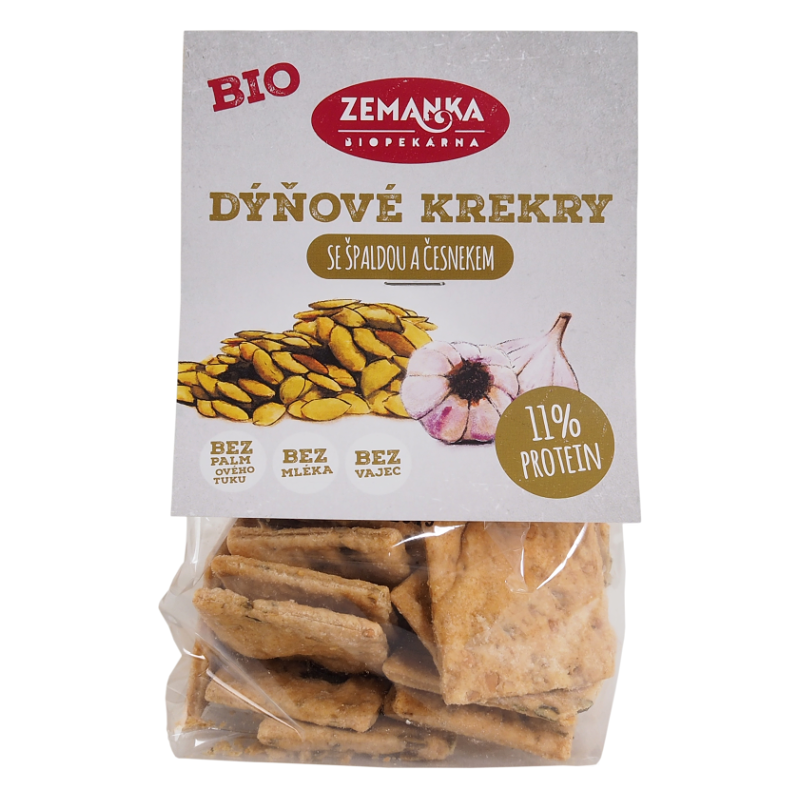 KRAKERSY Z PESTKAMI DYNI I CZOSNKIEM BIO 100 g - ZEMANKA