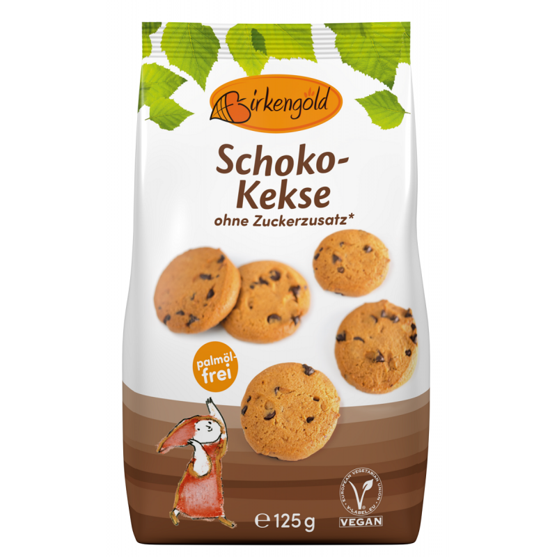CIASTKA OWSIANE Z KAWAŁKAMI CZEKOLADY BEZ DODATKU CUKRU 125 g - BIRKENGOLD