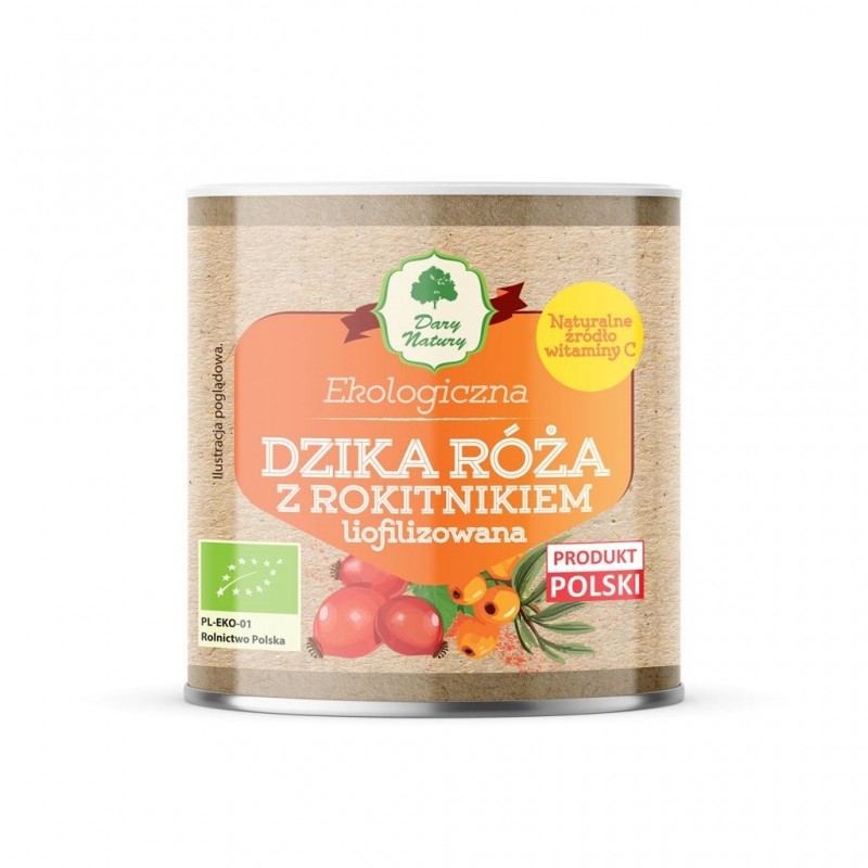 DZIKA RÓŻA Z ROKITNIKIEM LIOFILIZOWANA SPROSZKOWANA BIO 70 g - DARY NATURY