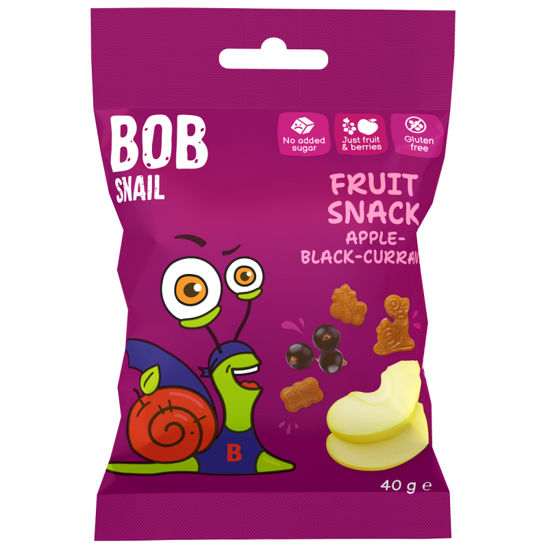 ŻELKI JABŁKO - CZARNA PORZECZKA BEZ ŻELATYNY BEZGLUTENOWE 40 g - BOB SNAIL