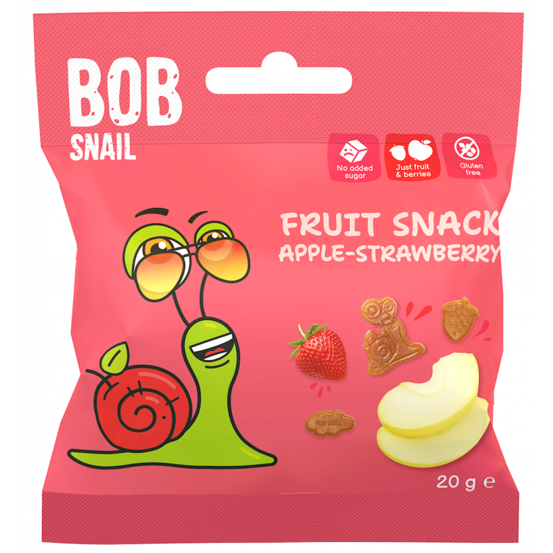 ŻELKI JABŁKO - TRUSKAWKA BEZ ŻELATYNY BEZGLUTENOWE 20 g - BOB SNAIL