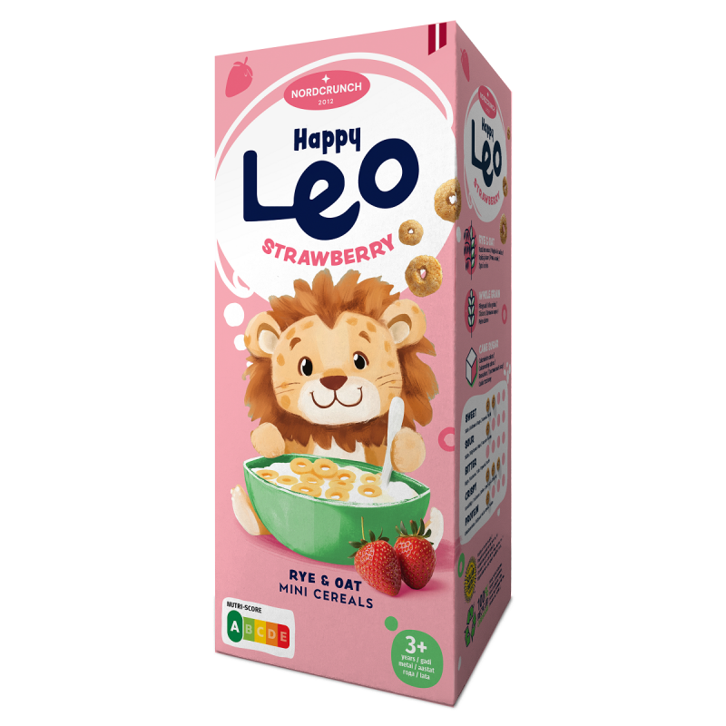 KÓŁKA ZBOŻOWE TRUSKAWKOWE DLA DZIECI 150 g - NORDCRUNCH (HAPPY LEO)