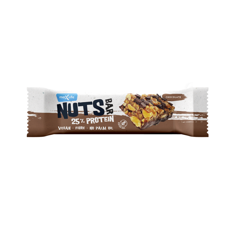 BATON PROTEINOWY 25 % Z ORZECHAMI CZEKOLADOWY BEZGLUTENOWY 40 g - MAXSPORT
