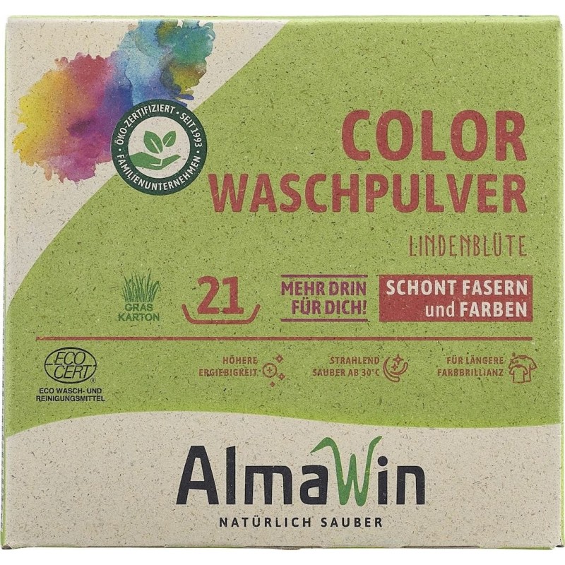 PROSZEK DO PRANIA KOLOROWYCH UBRAŃ KWIAT LIPY ECO 1 kg (21 PRAŃ) - ALMAWIN