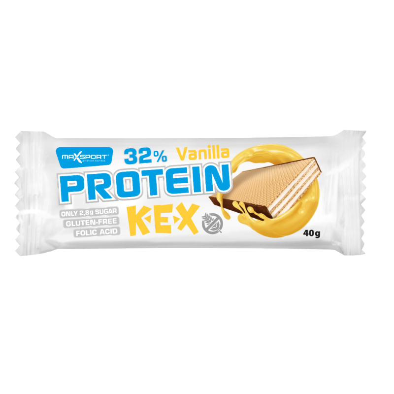WAFELEK PROTEINOWY Z KREMEM O SMAKU WANILIOWYM W POLEWIE KAKAOWEJ BEZGLUTENOWY 40 g - MAXSPORT