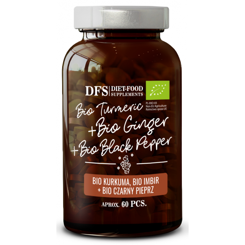 KURKUMA - IMBIR - PIPERYNA BIO 60 TABLETEK - DIET-FOOD