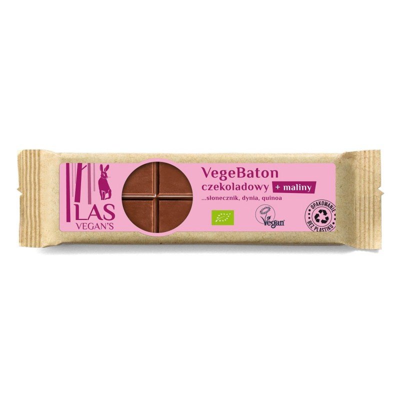 BATON CZEKOLADOWY + MALINY BIO 35 g - LAS VEGAN'S