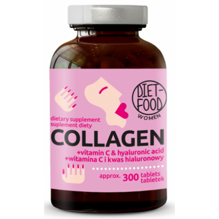 KOLAGEN WOŁOWY Z KWASEM HIALURONOWYM 300 TABLETEK - DIET-FOOD