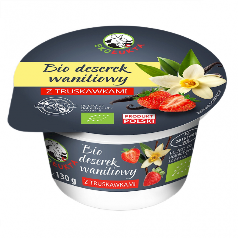 DESER WANILIOWY Z TRUSKAWKAMI BIO 130 g - EKO ŁUKTA