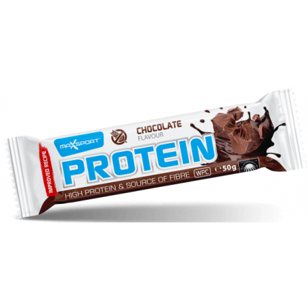BATON PROTEINOWY O SMAKU CZEKOLADOWYM W KAKAOWEJ POLEWIE BEZGLUTENOWY 50 g - MAXSPORT