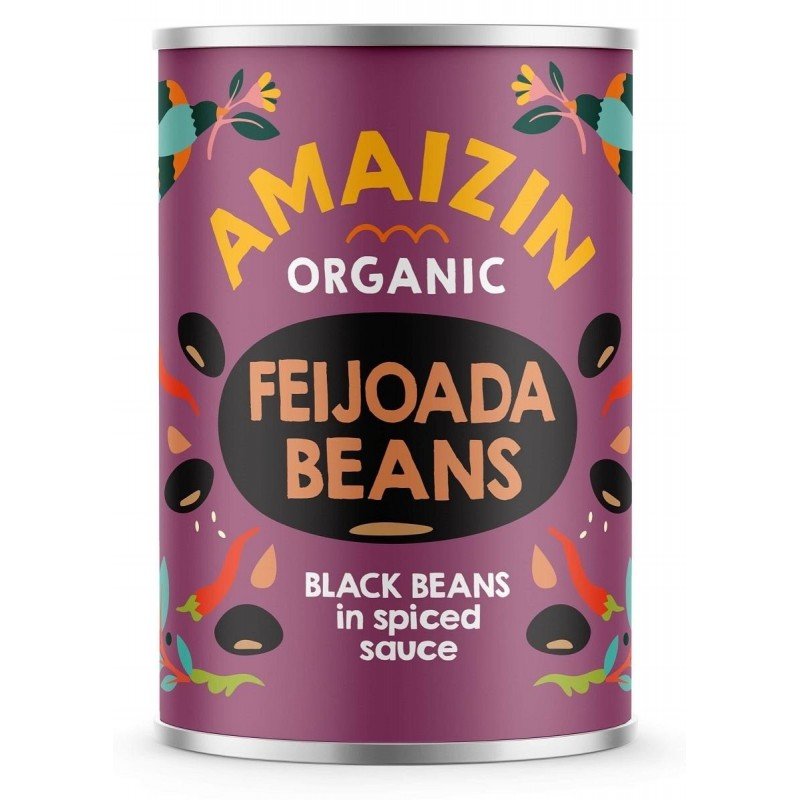 FEIJOADA - FASOLKA CZARNA W SOSIE POMIDOROWO - ZIOŁOWYM BIO 400 g - AMAIZIN