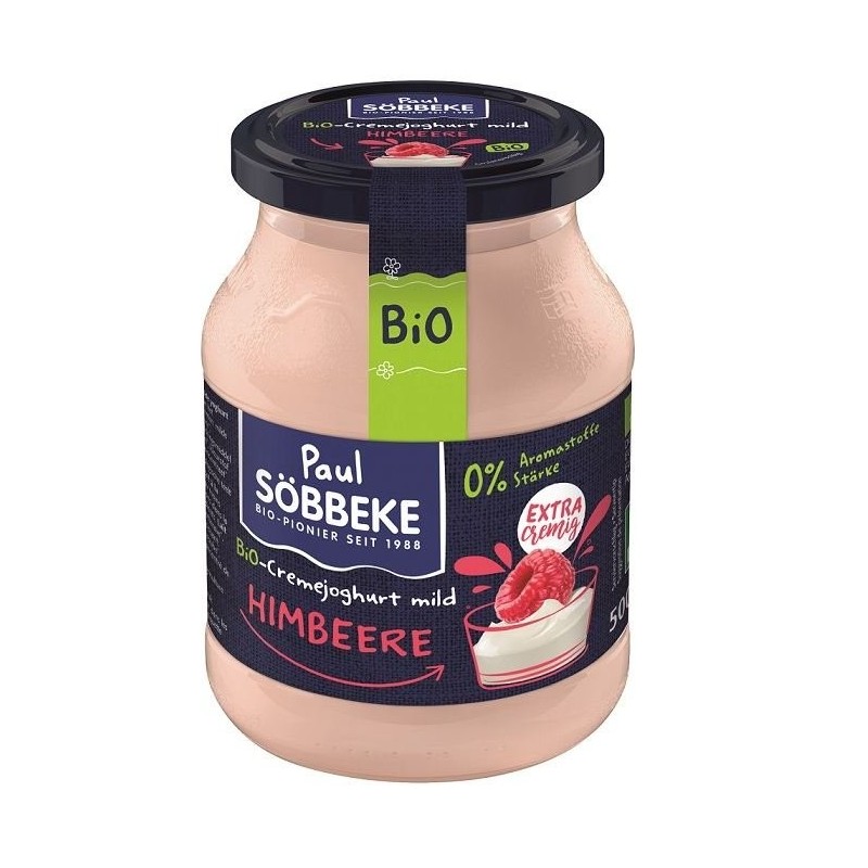 JOGURT KREMOWY MALINOWY BIO 500 g (SŁOIK) - SOBBEKE