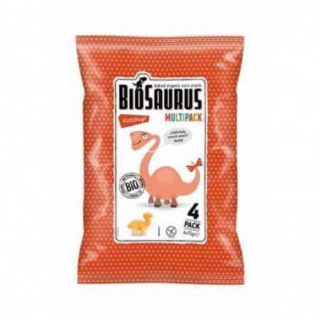 Chrupki kukurydziane Dinozaury o smaku ketchupowym BEZGL. BIO 4x15 g - BIOSAURUS