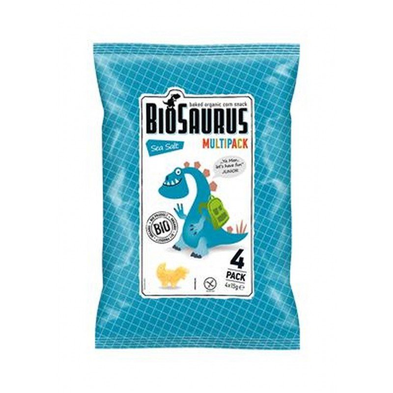 Chrupki kukurydziane Dinozaury z solą morską BEZGL. BIO 4x15 g - BIOSAURUS
