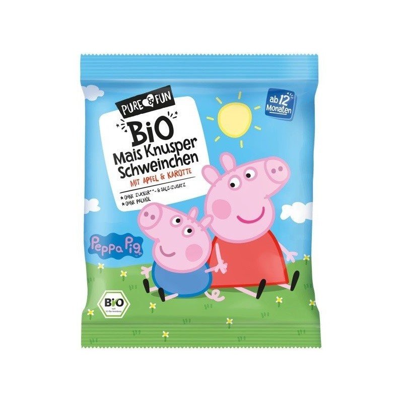 Chrupki kukurydziane jabłko- marchew BIO 30 g Świnka Peppa - HEJO!