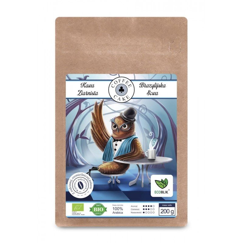 KAWA ZIARNISTA ARABICA BRAZYLIJSKA SOWA BIO 200 g - ECOBLIK