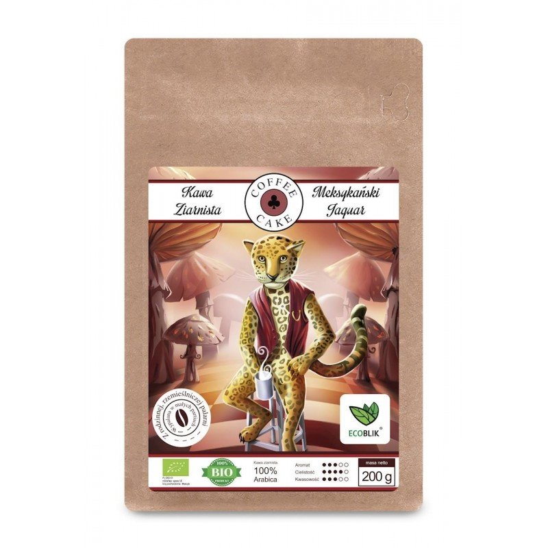 KAWA ZIARNISTA ARABICA MEKSYKAŃSKI JAGUAR BIO 200 g - ECOBLIK