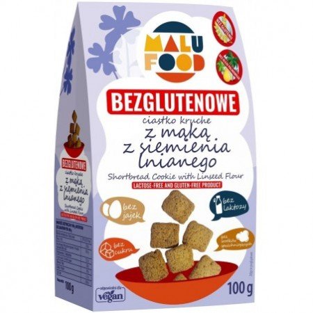 Ciastka kruche  z mąką z siemienia lnianego BEZGL.  B/C 100 g - MALU FOOD