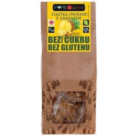 Ciastka owsiane z ananasem BEZGL. B/C cukru 150g - PURE & GOOD